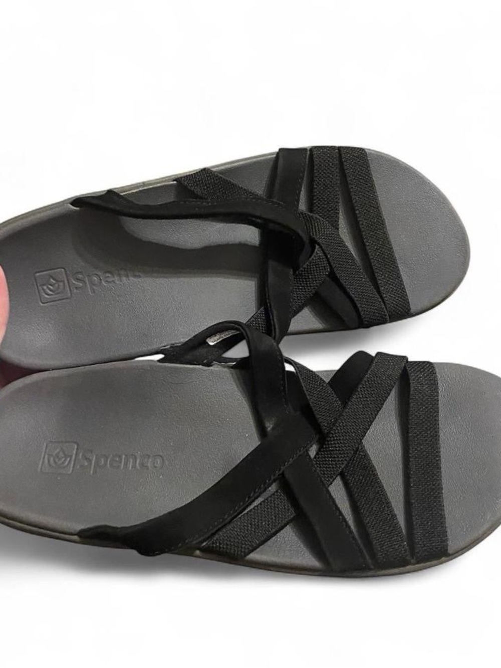 Spenco Women's Black Strappy Slide Sandals